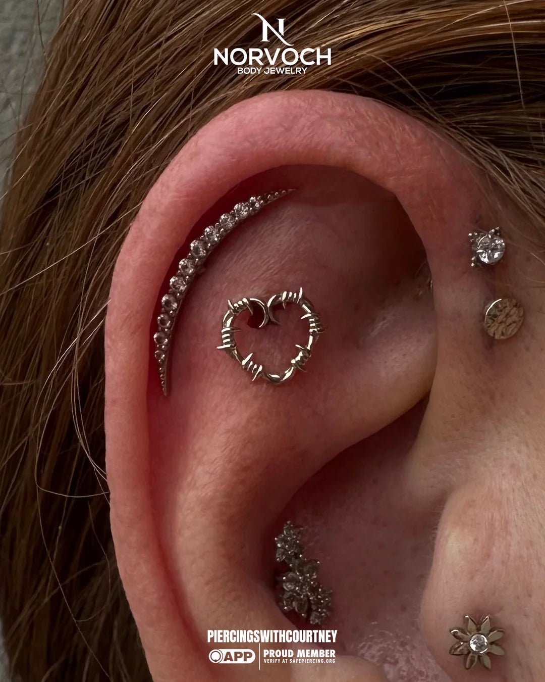 Heart of Thorns – 14K Gold Threadless/Threaded End - piercing - zone.com