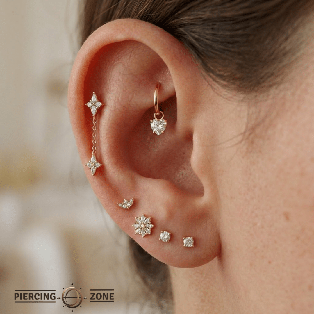 Heart Prong – 14K & 18K Gold Gemstone Charm - piercing - zone.com