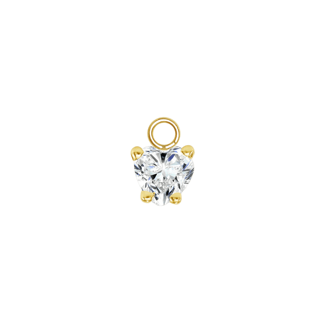 Heart Prong – 14K & 18K Gold Gemstone Charm - piercing - zone.com