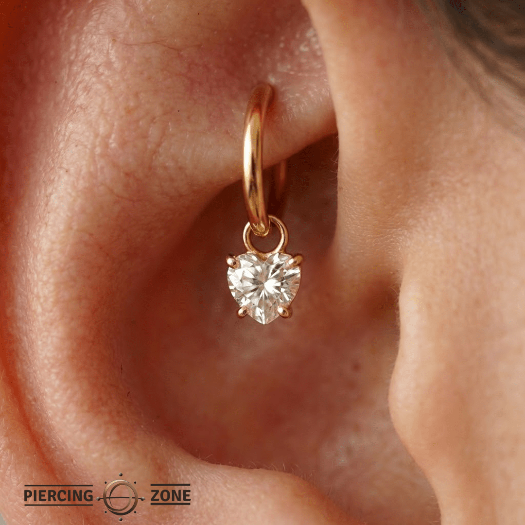 Heart Prong – 14K & 18K Gold Gemstone Charm - piercing - zone.com