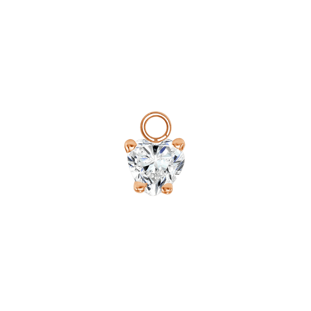 Heart Prong – 14K & 18K Gold Gemstone Charm - piercing - zone.com