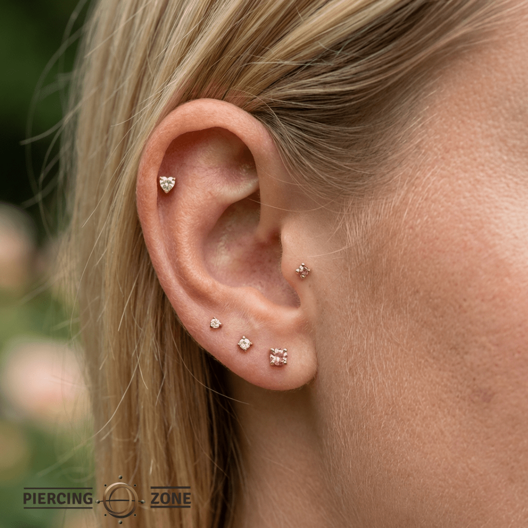 Heart Prong – 14K/18K Gold Heart - Cut Gem Threadless End - piercing - zone.com