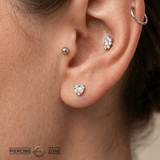 Heart Prong – 14K/18K Gold Heart - Cut Gem Threadless End - piercing - zone.com