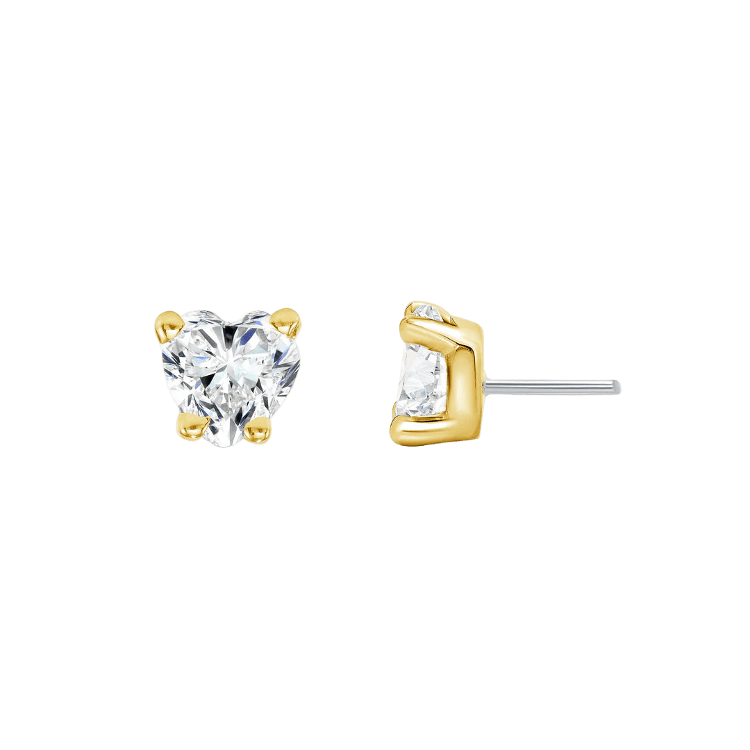 Heart Prong – 14K/18K Gold Heart - Cut Gem Threadless End - piercing - zone.com