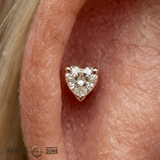 Heart Prong – 14K/18K Gold Heart - Cut Gem Threadless End - piercing - zone.com