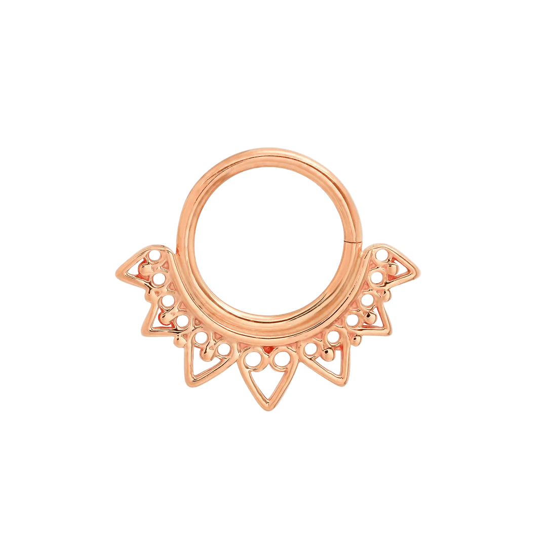 Heart Seamless Ring – 14K Gold Cup & Divot Design - piercing - zone.com