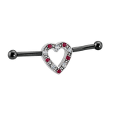 Heartline - 14K Gold Gem Heart Straight Barbell - piercing - zone.com