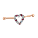 Heartline - 14K Gold Gem Heart Straight Barbell - piercing - zone.com