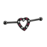 Heartline - 14K Gold Gem Heart Straight Barbell - piercing - zone.com