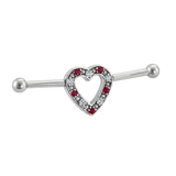 Heartline - 14K Gold Gem Heart Straight Barbell - piercing - zone.com