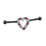 Heartline - 14K Gold Gem Heart Straight Barbell