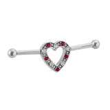 Heartline - 14K Gold Gem Heart Straight Barbell