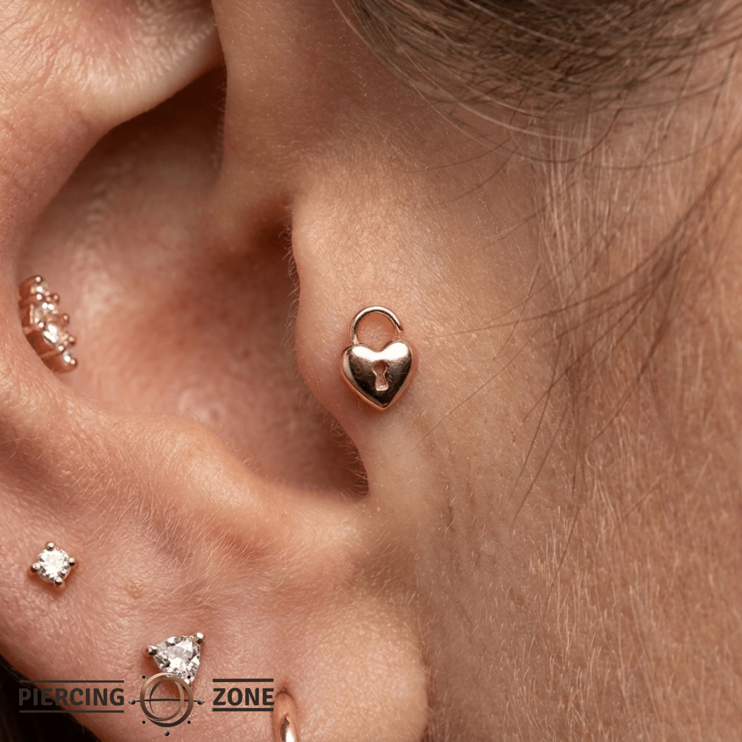HeartLock - 18K Gold Threadless/Threaded End - piercing-zone.com