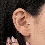 Hearts Glow – 14K Gold Classic Threadless End - piercing - zone.com
