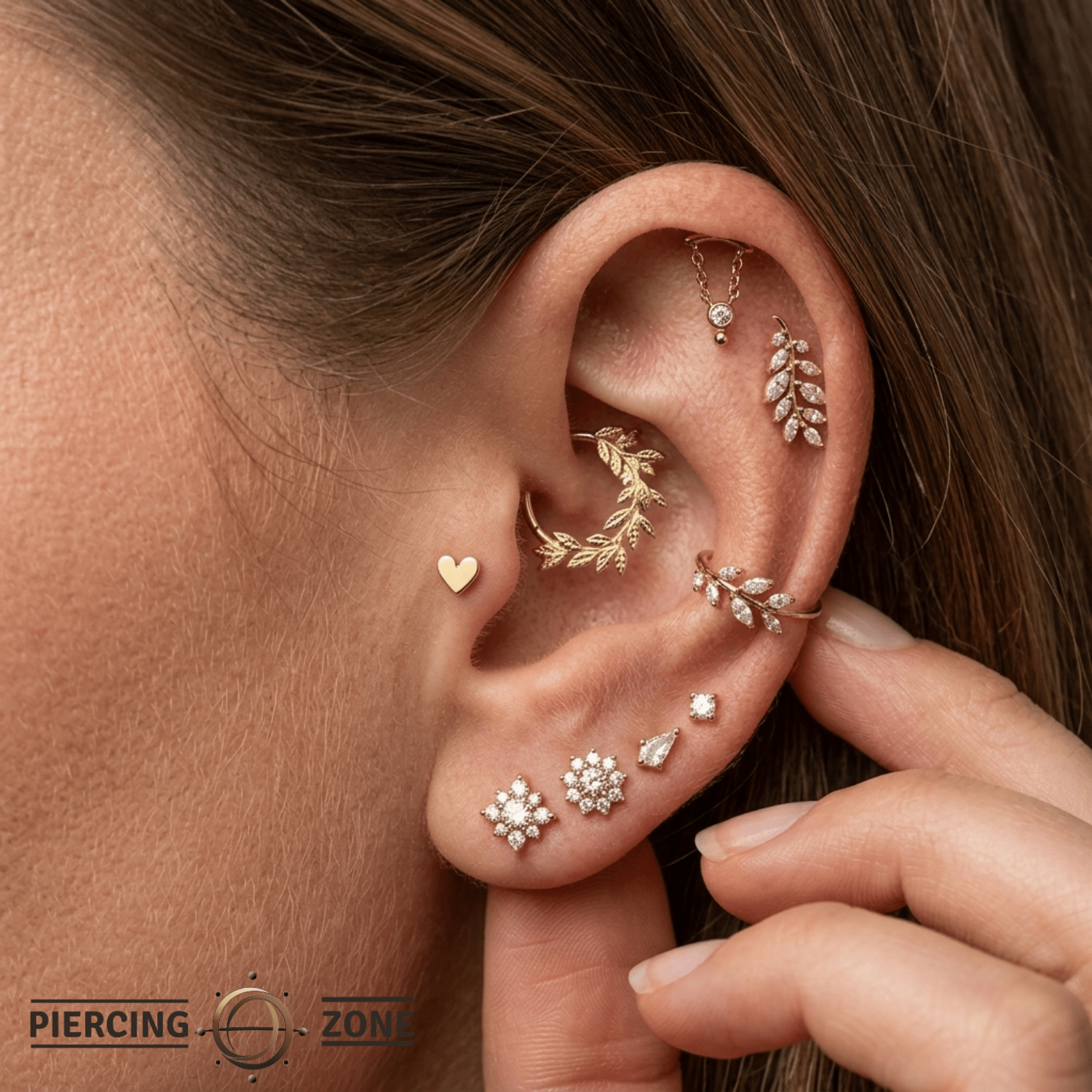 Hearts Pin - 14K Gold Heart Threadless End - piercing - zone.com