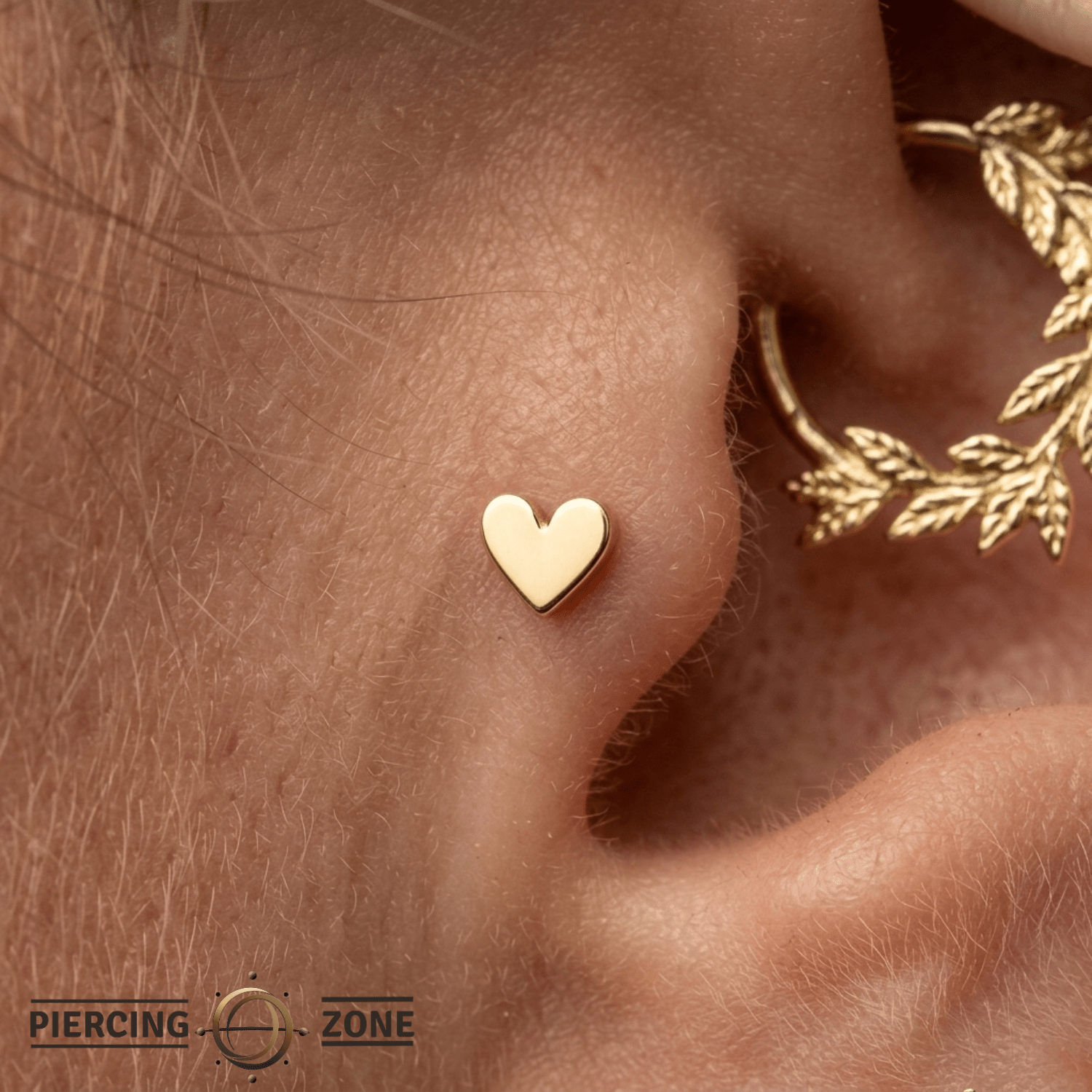 Hearts Pin - 14K Gold Heart Threadless End - piercing - zone.com