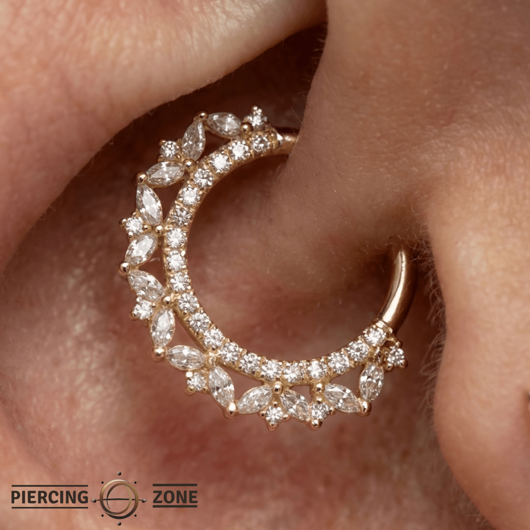 Heartthrob – 14K Gold CZ Clicker Ring - piercing - zone.com