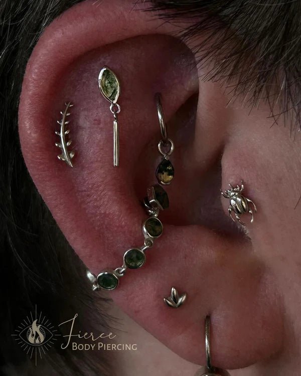 Takari – 14K Gold Moss Agate Threadless End