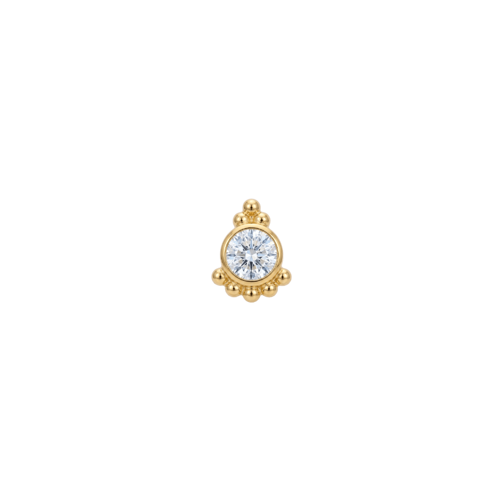 Hermes - 18K Gold Gem Threadless/Threaded End - piercing-zone.com