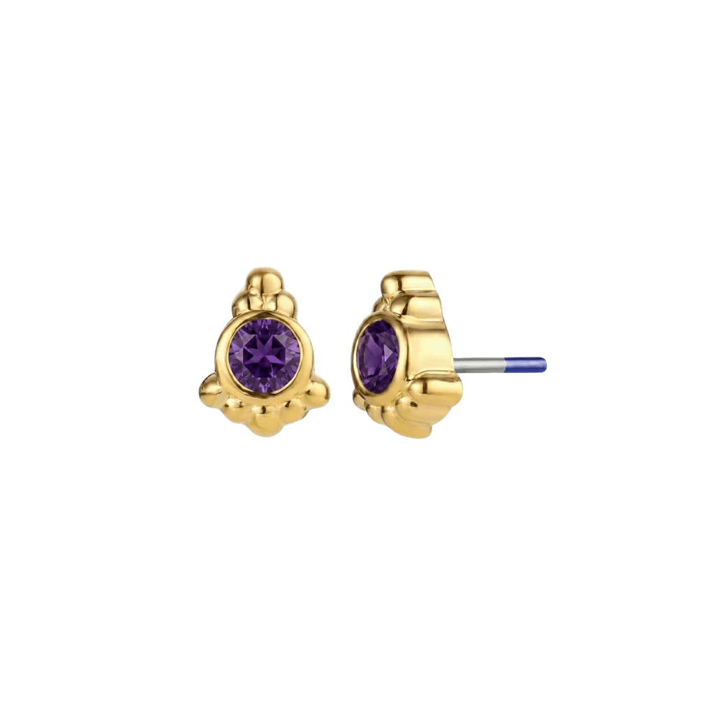 Hermes - 18K Gold Genuine Gem Threadless/Threaded End - piercing-zone.com