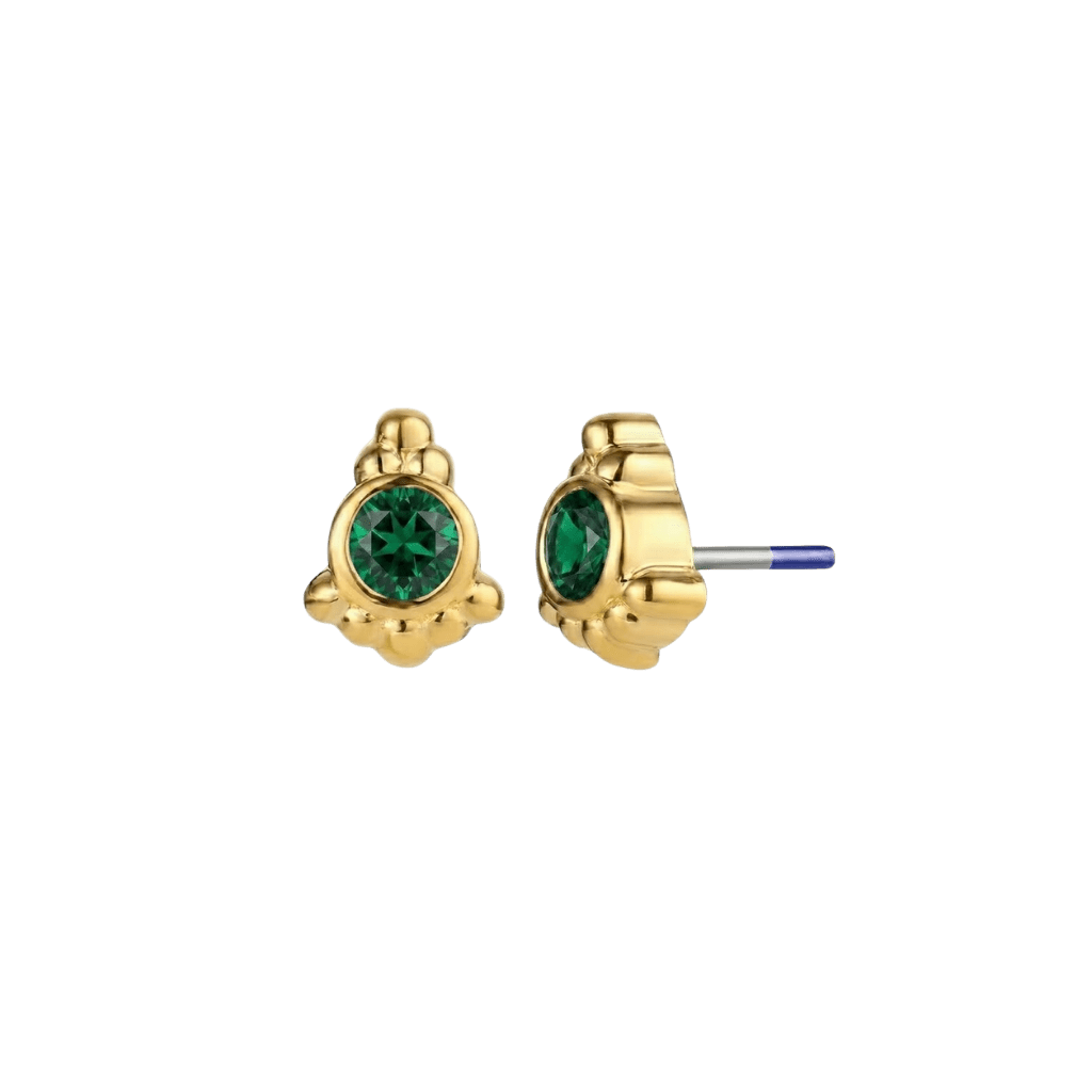 Hermes - 18K Gold Genuine Gem Threadless/Threaded End - piercing-zone.com