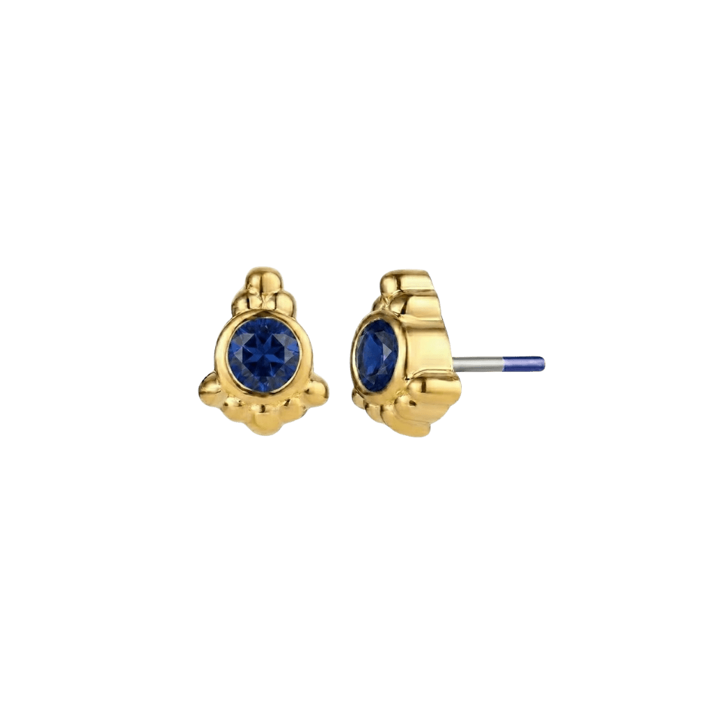 Hermes - 18K Gold Genuine Gem Threadless/Threaded End - piercing-zone.com