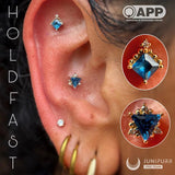Hesper – Blue Sapphire Star – 14K Gold Threadless End - piercing - zone.com