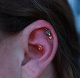 Hesper – Blue Sapphire Star – 14K Gold Threadless End - piercing - zone.com