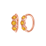 3 Gem Hexagon Seamless Ring – 14K Gold Triple-Stone Geometric Design