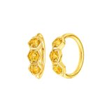 3 Gem Hexagon Seamless Ring – 14K Gold Triple-Stone Geometric Design