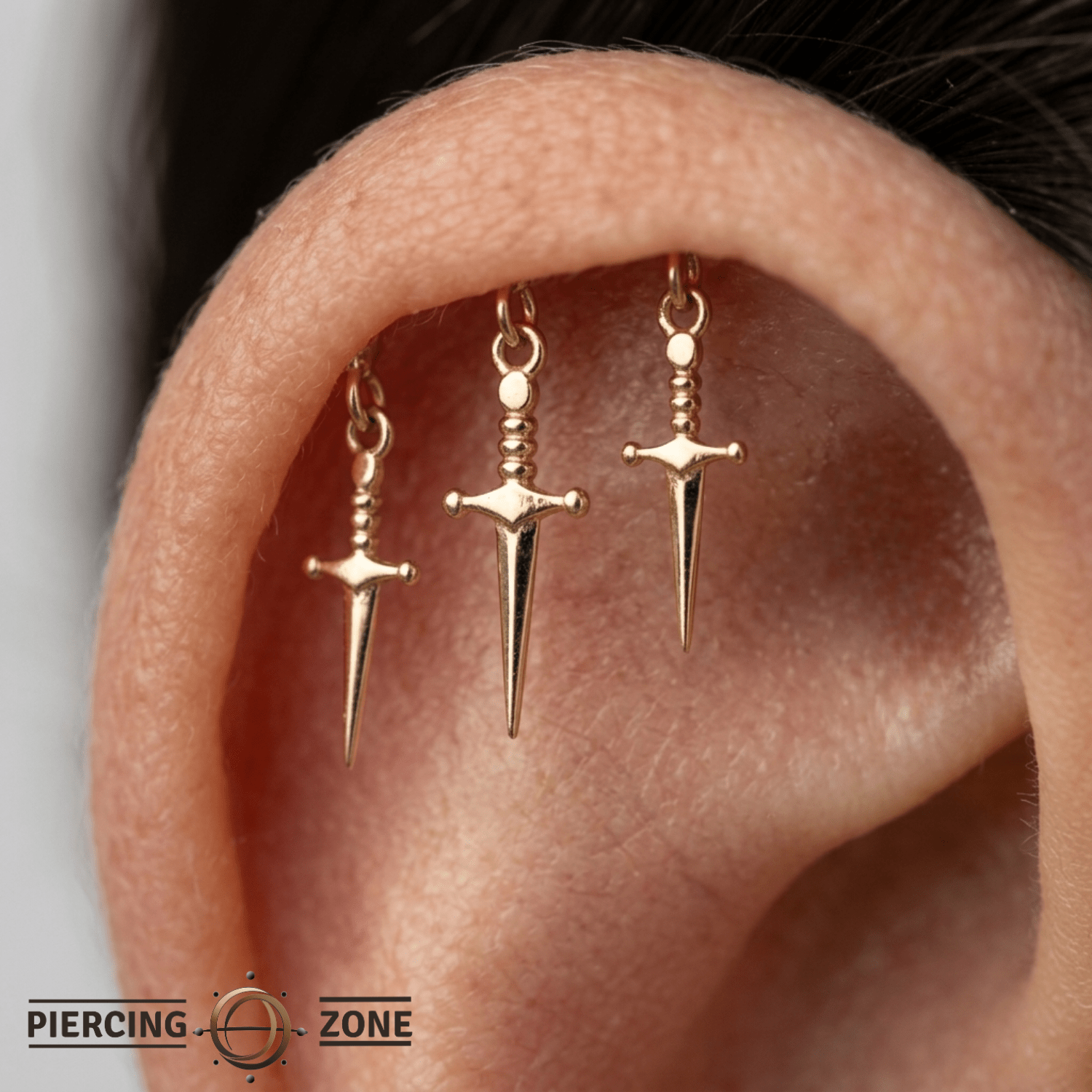 Hidden Helix Daggers – 14K Gold Threadless/Threaded End - piercing - zone.com