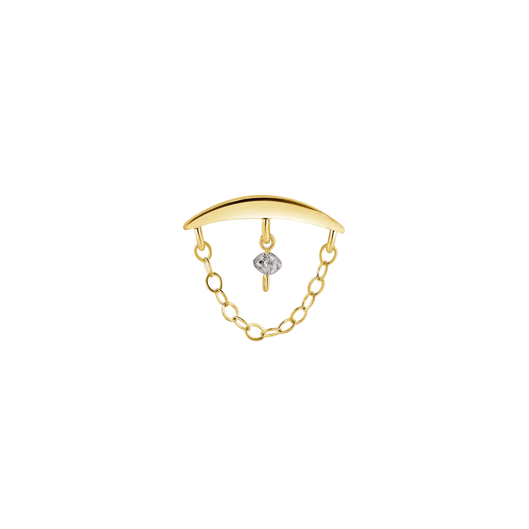 Hidden Helix Raw Gem – 14K Gold Threadless/Threaded End - piercing - zone.com