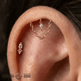 Hidden Helix Raw Gem – 14K Gold Threadless/Threaded End - piercing - zone.com