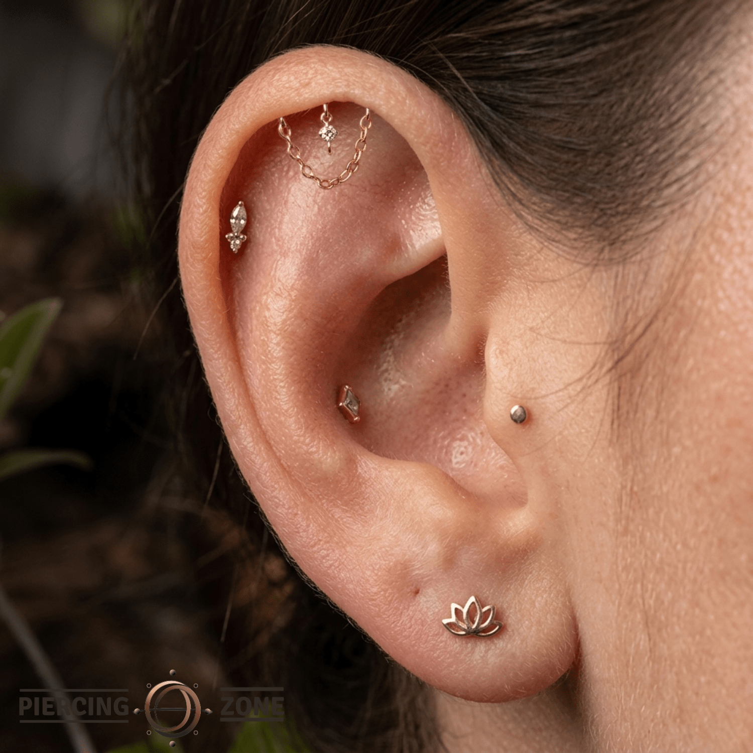 Hidden Helix Raw Gem – 14K Gold Threadless/Threaded End - piercing - zone.com
