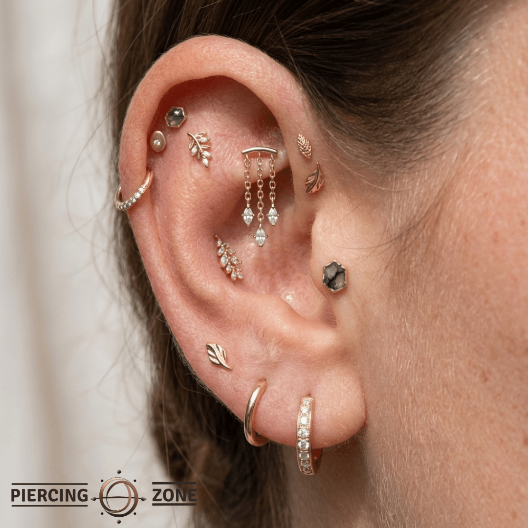 High Speed CZ Drop – 14K Gold Threadless End - piercing - zone.com