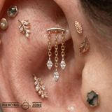 High Speed CZ Drop – 14K Gold Threadless End - piercing - zone.com