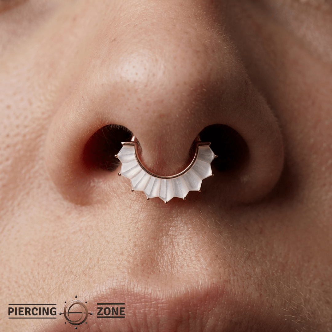 High Tide Mother of Pearl – 14K Gold Clicker Ring - piercing - zone.com