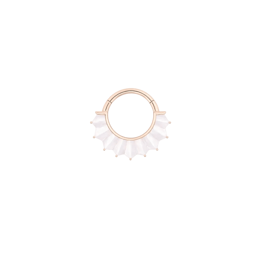 High Tide Mother of Pearl – 14K Gold Clicker Ring - piercing - zone.com