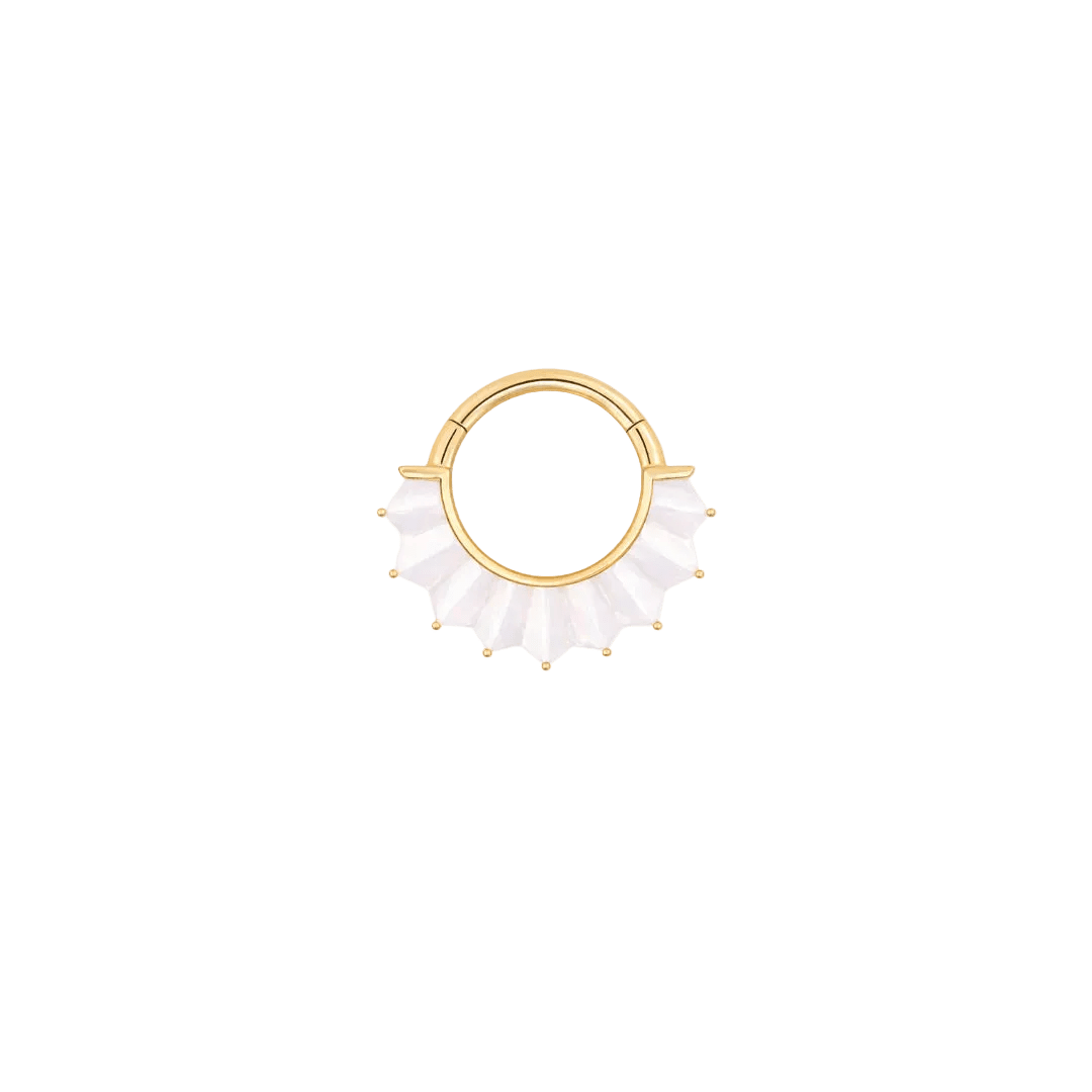 High Tide Mother of Pearl – 14K Gold Clicker Ring - piercing - zone.com