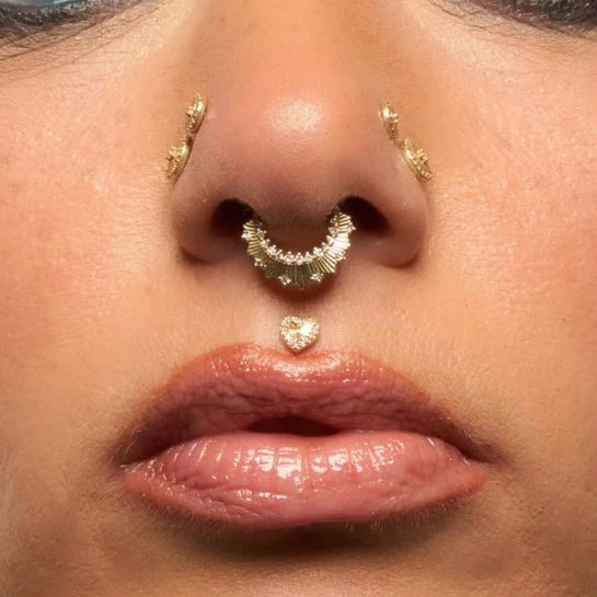 Rebel Heart Diamond Threadless End – 14K Gold Piercing Charm