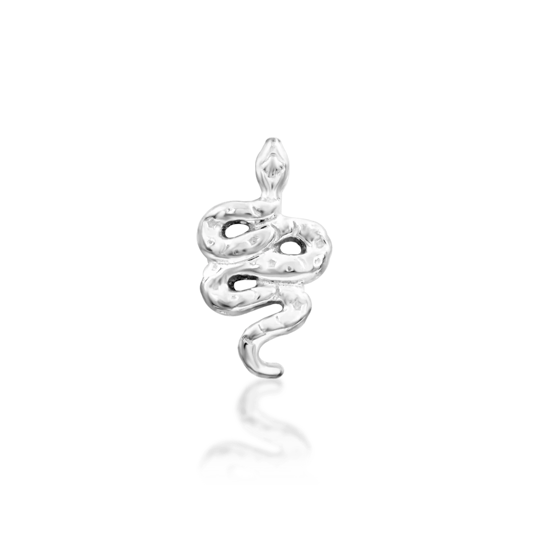 Hiss (Hammered) – Textured Snake – 14K Gold Threadless End - piercing - zone.com