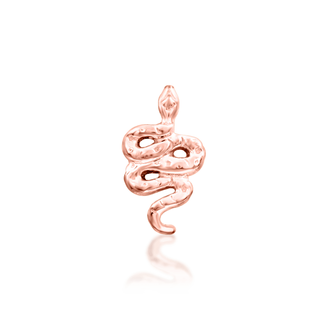Hiss (Hammered) – Textured Snake – 14K Gold Threadless End - piercing - zone.com
