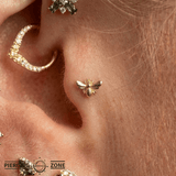 Honey Bee End - 18K Gold Threadless/Threaded End - piercing - zone.com