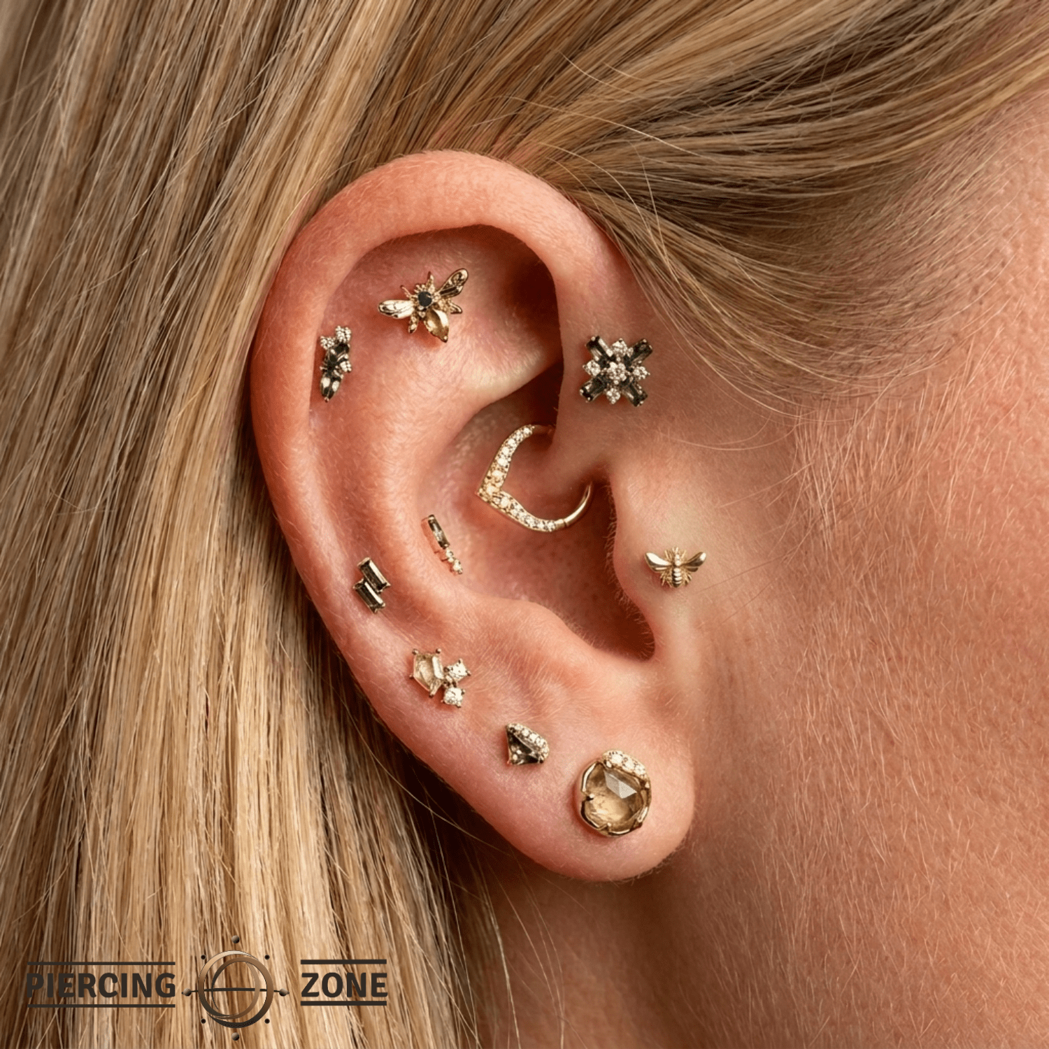 Honey Bee End - 18K Gold Threadless/Threaded End - piercing - zone.com