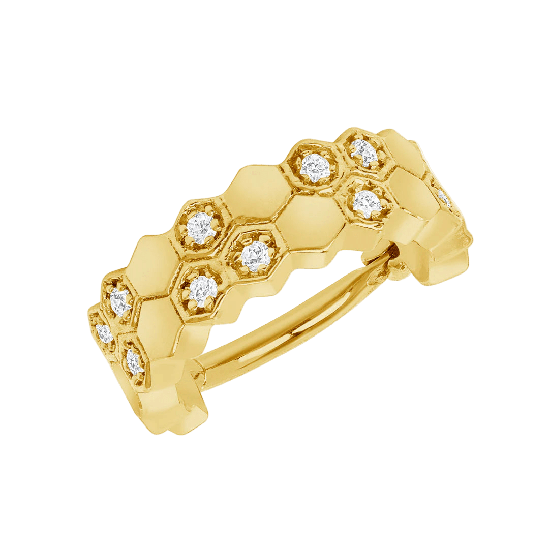 Honey Clicker with Honeycomb & Gem Accents – 14K & 18K Gold - piercing - zone.com