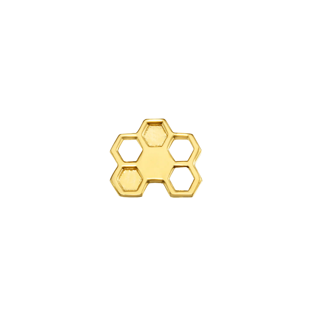 Honeycomb – 14K Gold Threadless & Threaded End - piercing - zone.com
