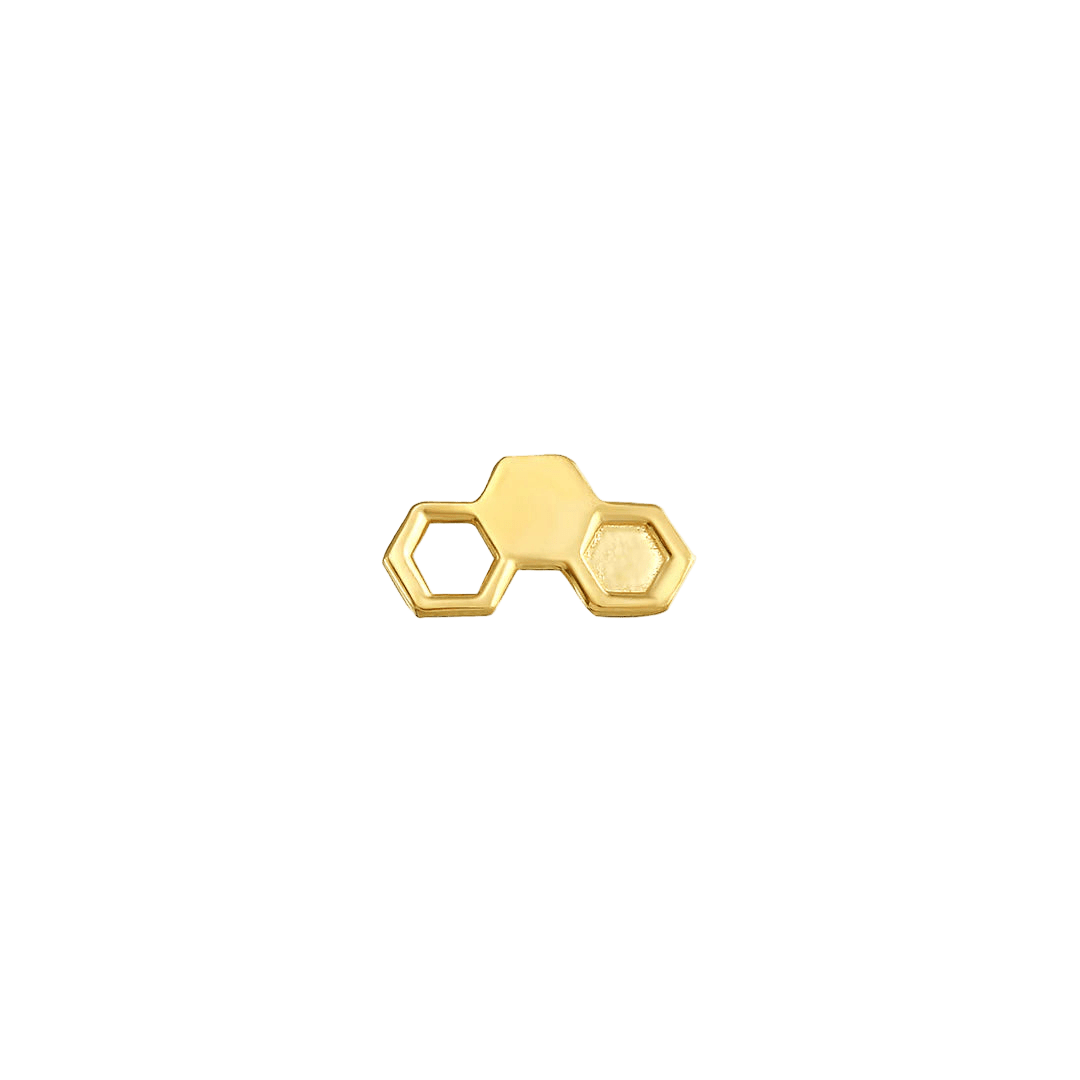 Honeycomb – 14K Gold Threadless & Threaded End - piercing - zone.com