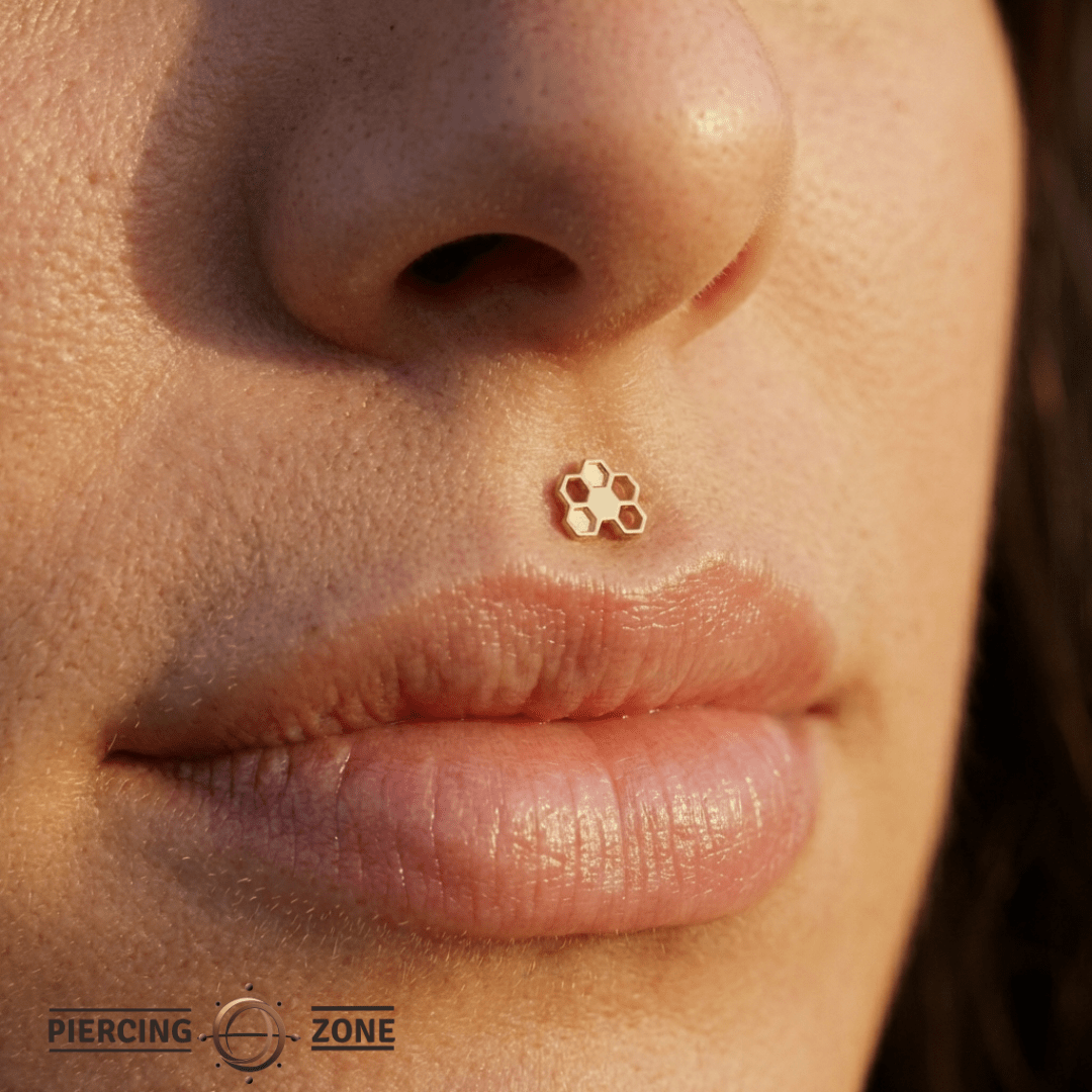 Honeycomb – 14K Gold Threadless/Threaded End - piercing - zone.com