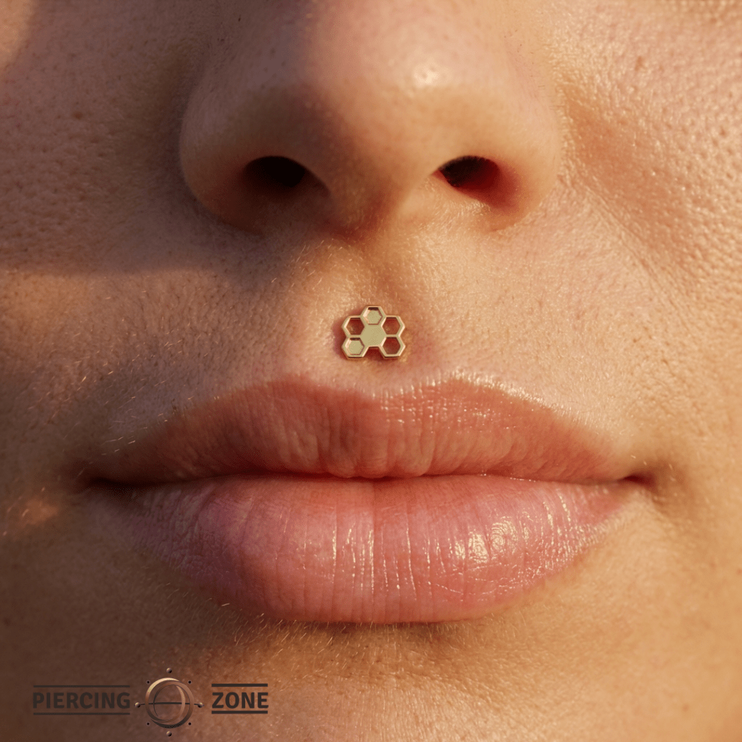 Honeycomb – 14K Gold Threadless/Threaded End - piercing - zone.com