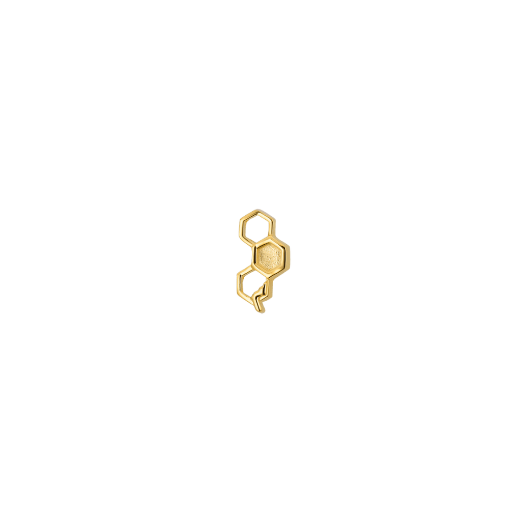 Honeycomb End - 18K Gold Threadless End - piercing - zone.com